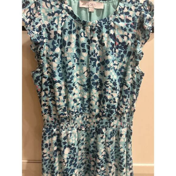 Loft Shimmer Floral Ruffle Sleeve Fit and Flare Maxi Dress Size XS 0-4 - Picture 3 of 5